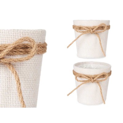 MACETERO TELA CON LAZO BLANCO 10 CM