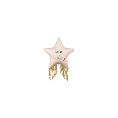 GLOBO FOIL ESTRELLA HAPPY BDAY CON FLECOS 72 CM