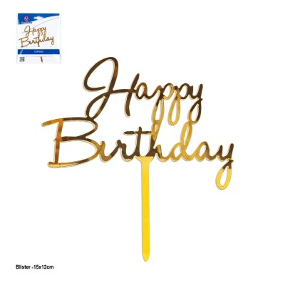 TOPPER HAPPY BIRTHDAY ORO 12 CM