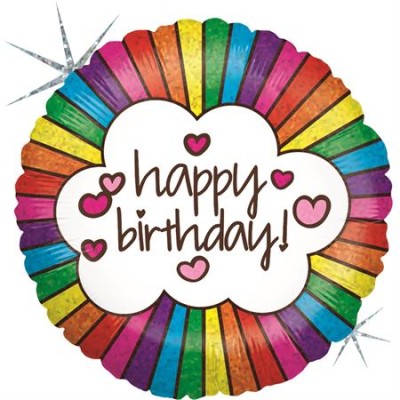 GLOBO RETRO BIRTHDAY COLORES ARCOIRIS 18'