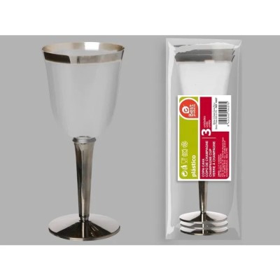 COPA REUTILIZABLE VINO FILO PLATA 3 UND