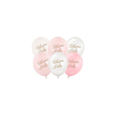 GLOBOS LATEX WELCOME BABY TONOS ROSAS