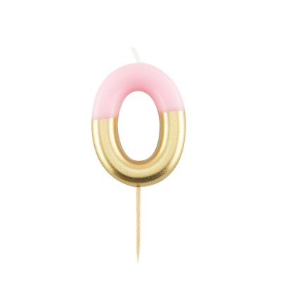 VELA ROSA Y ORO 10,5 CM N.0