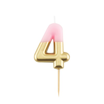 VELA ROSA Y ORO 10,5 CM N.4