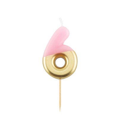 VELA ROSA Y ORO 10,5 CM N.6