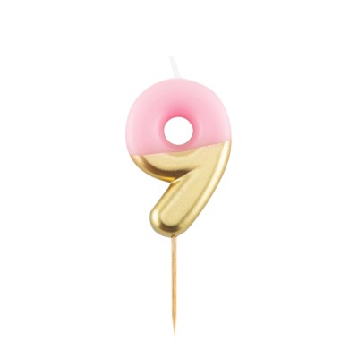 VELA ROSA Y ORO 10,5 CM N.9