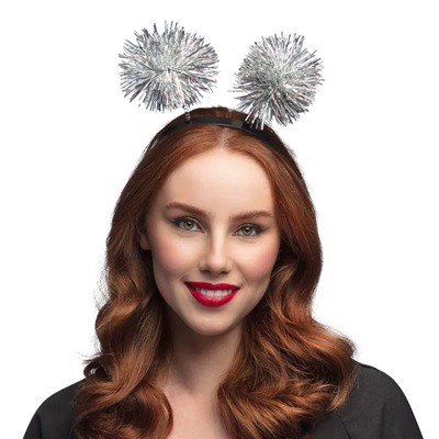 TIARA POMPOMS PLATA