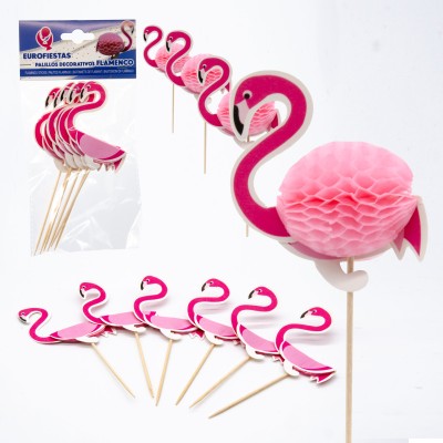 PALILLOS DECO FLAMINGOS 6 UND