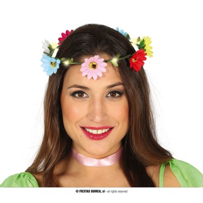 CORONA FLORES MULTICOLOR & LUZ