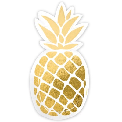 PLATO FORMA DE PIÑA CARTON 18 CM 6 UND