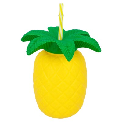 VASOS PLASTICO PIÑA CON PAJITA
