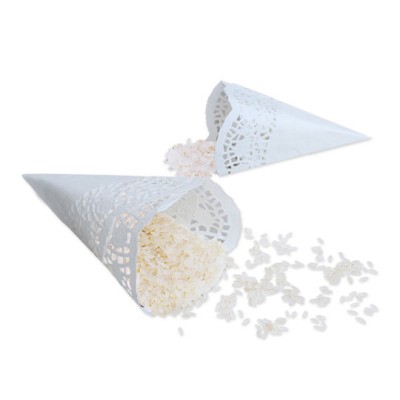 CONOS PAPEL BLANCO ENCAJE 12 UND