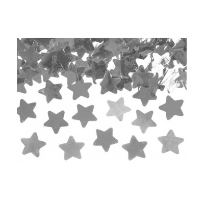 CAÑON CONFETTI ESTRELLAS PLATA 40 CM