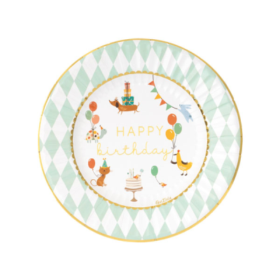 PLATOS CARTON HAPPY BIRTHDAY KIDS 8 UND 23 CM