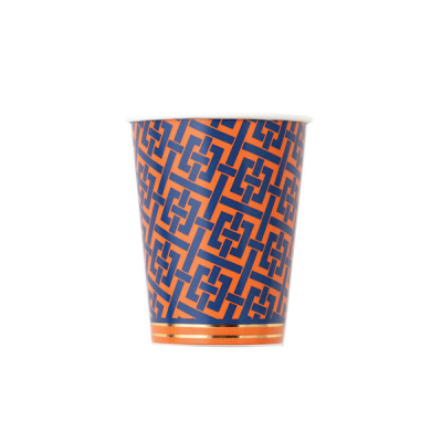 VASOS CARTON NARANJA Y AZUL 8 UND