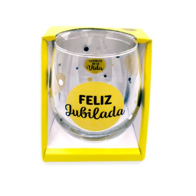 VASO CRISTAL FELIZ JUBILADA