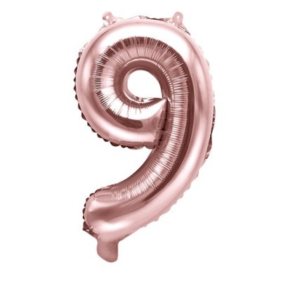 GLOBO FOIL ROSA/ORO N.9 - 35 CM