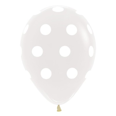 GLOBOS LATEX TRANSPARENTES TOPOS BLANCOS