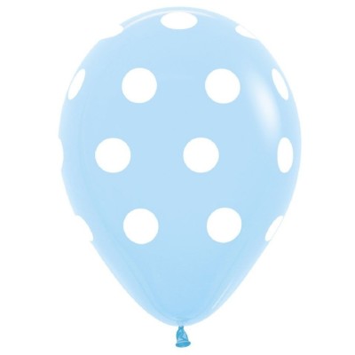 GLOBOS CELESTE TOPOS BLANCO 12 UND