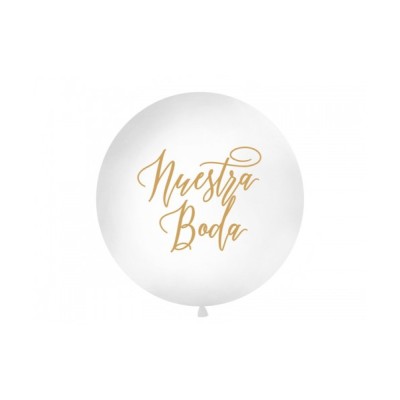 GLOBO GIGANTE 1 M, NUESTRA BODA, BLANCO