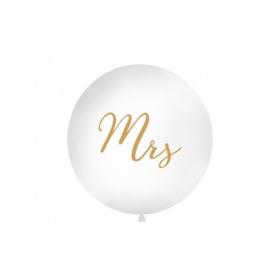 GLOBO BLANCO ¨MRS¨ LETRAS ORO 90 CM