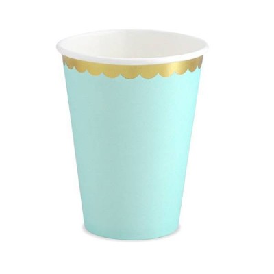 VASOS CARTON MINT BORDE ORO 6 UND