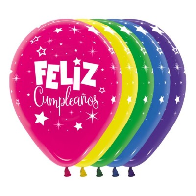 GLOBO LATEX DUO FELIZ CUMPLE 12 UND