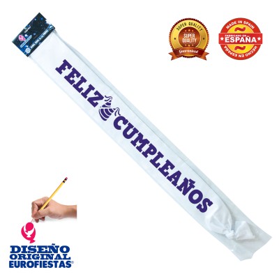 BANDA BLANCA FELIZ CUMPLE GORROS