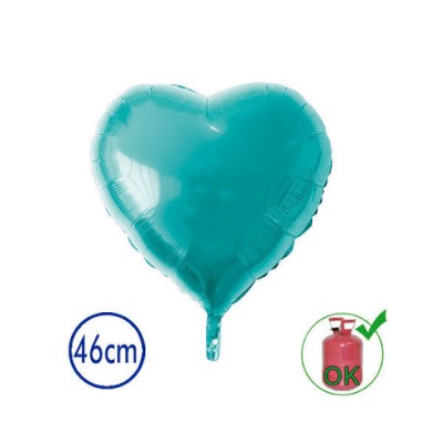 GLOBO FOIL CORAZON AGUA MARINA 46 CM
