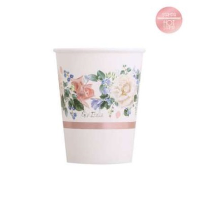 VASOS CARTON FLORES ROSA ORO 8 UND