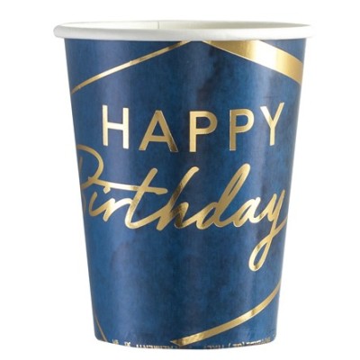 VASOS HAPPY BDAY AZUL 8 UND