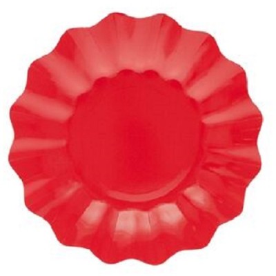 PLATO CARTON 27 CM OLAS ROJO 8 UND