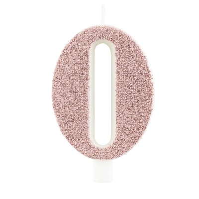 VELA 9.5CM GLITTER ROSA ORO  N. 0
