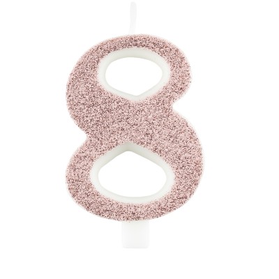 VELA 9.5CM GLITTER ROSA ORO  N. 8