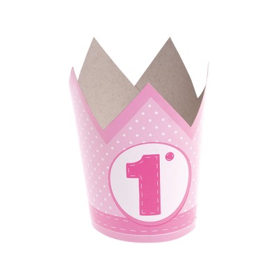 CORONA CARTON 1 ER CUMPLE ROSA 6 UND