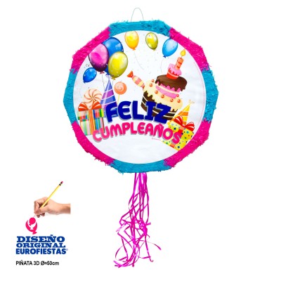 PIÑATA REDONDA ¨FELIZ CUMPLE¨
