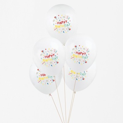 GLOBOS LATEX HAPPY BIRTHDAY 5 UND