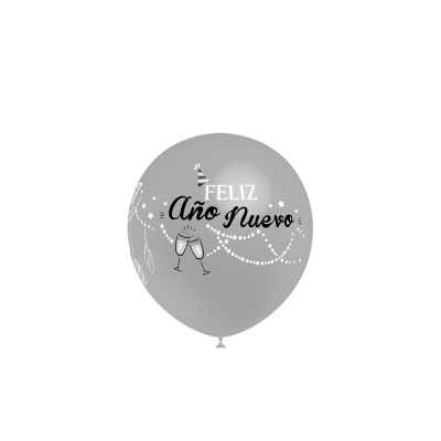GLOBOS LATEX AÑO NUEVO PLATA 8 UND