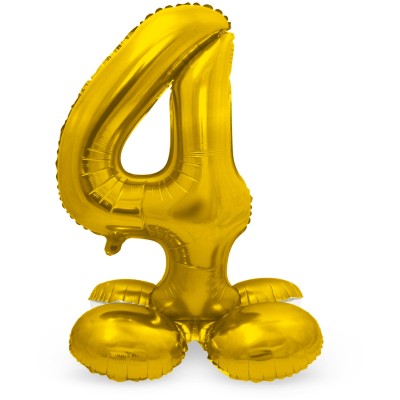 GLOBO FOIL AIRE CON SOPORTE ORO N.4 72 CM