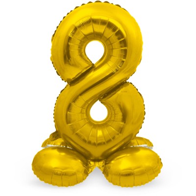 GLOBO FOIL AIRE CON SOPORTE ORO N.8 72 CM