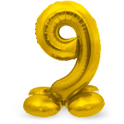 GLOBO FOIL AIRE CON SOPORTE ORO N.9 72 CM