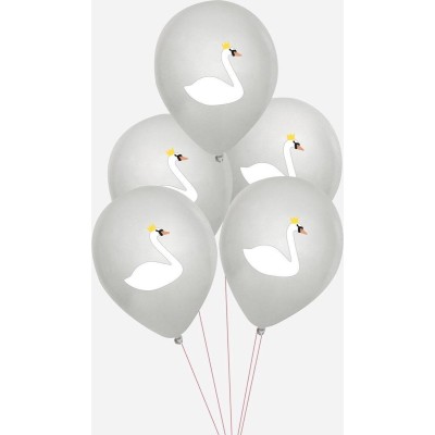 GLOBOS CISNE FONDO PLATA 5 UND