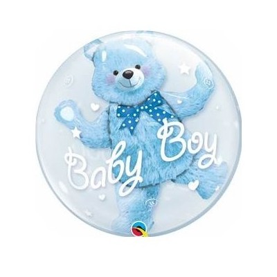 GLOBO BUBBLE OSITO AZUL QX 24'