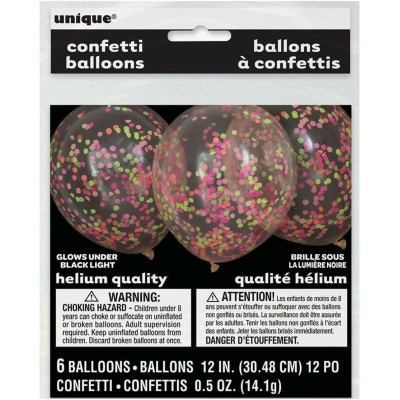 6 GLOBOS CON CONFETTI NEON