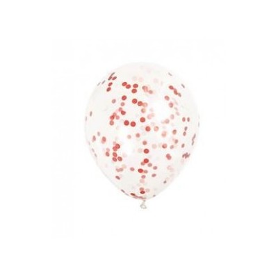 GLOBO LATEX CONFETTI ROJO 6 UND