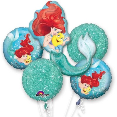 BOUQUET 5 GLOBOS SIRENITA ARIEL