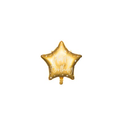 GLOBO FOIL ESTRELLA 'HAPPY BIRTHDAY', 40CM, DORADO