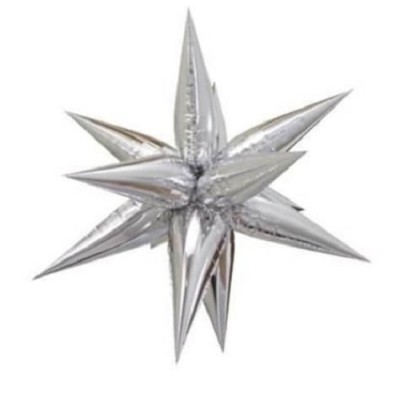 GLOBO ESTRELLA 3D PLATA MEDIANO