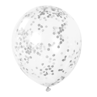 6 GLOBOS LATEX CONFETTI PLATA