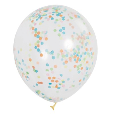 6 GLOBOS CONFETTI COLORES PASTEL